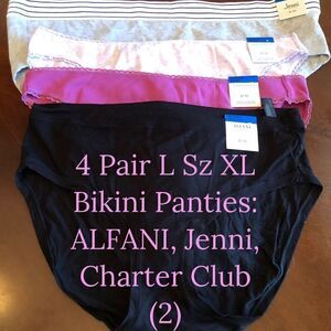 ALFANI, JENNI, CHARTER CLUB - NWT - L Sz XL Four Pair of Bikini Panties.